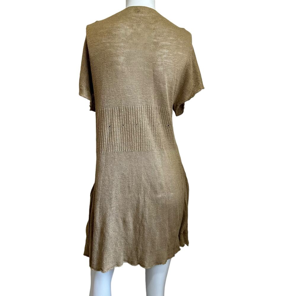 Margaret O'Leary Linen Blend Tan Open Front Cardigan Lightweight Sweater sz 1=XS - Picture 5 of 9